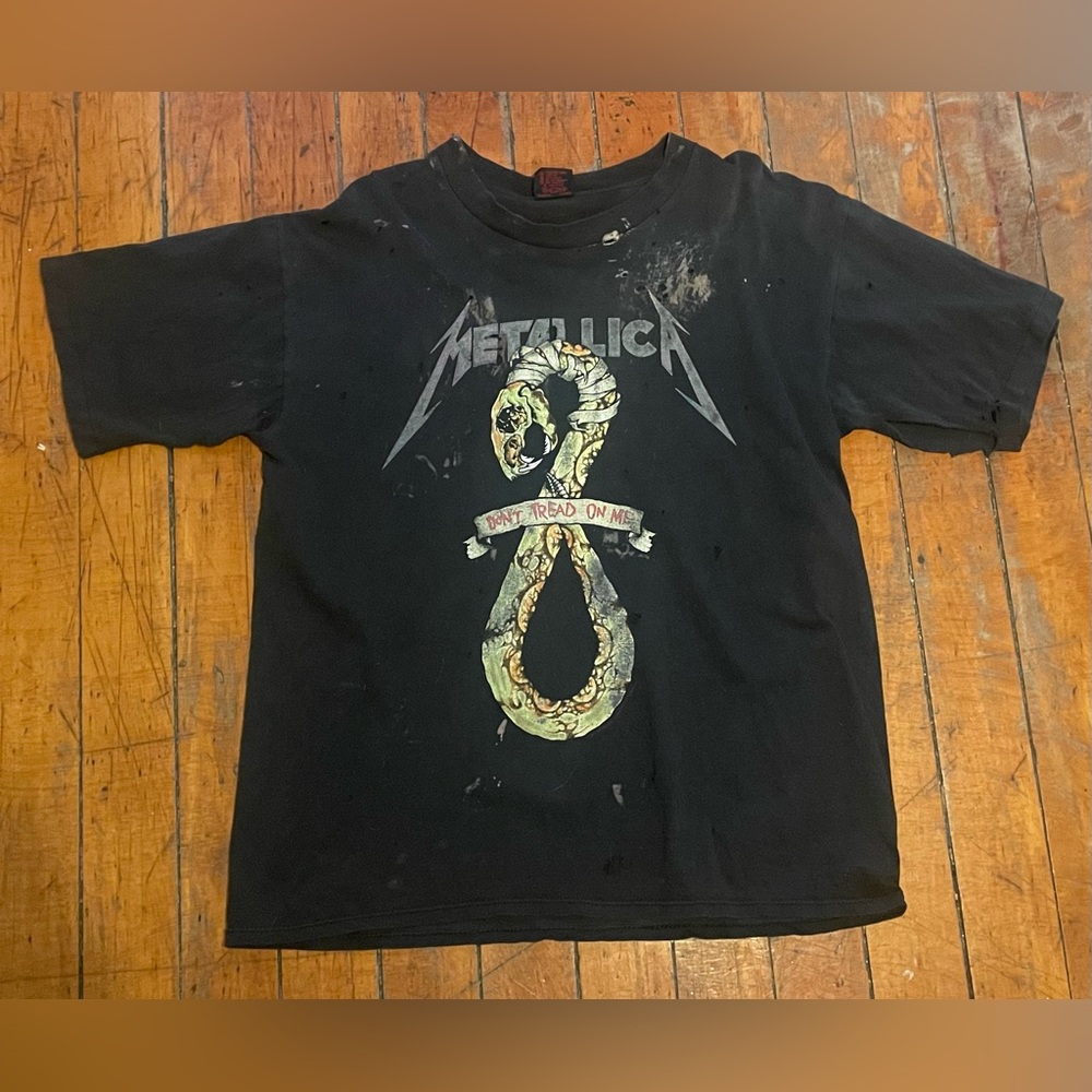 Vintage 1991 Metallica Don’t Tread On Me Thrashed Distressed Black Band T-Shirt